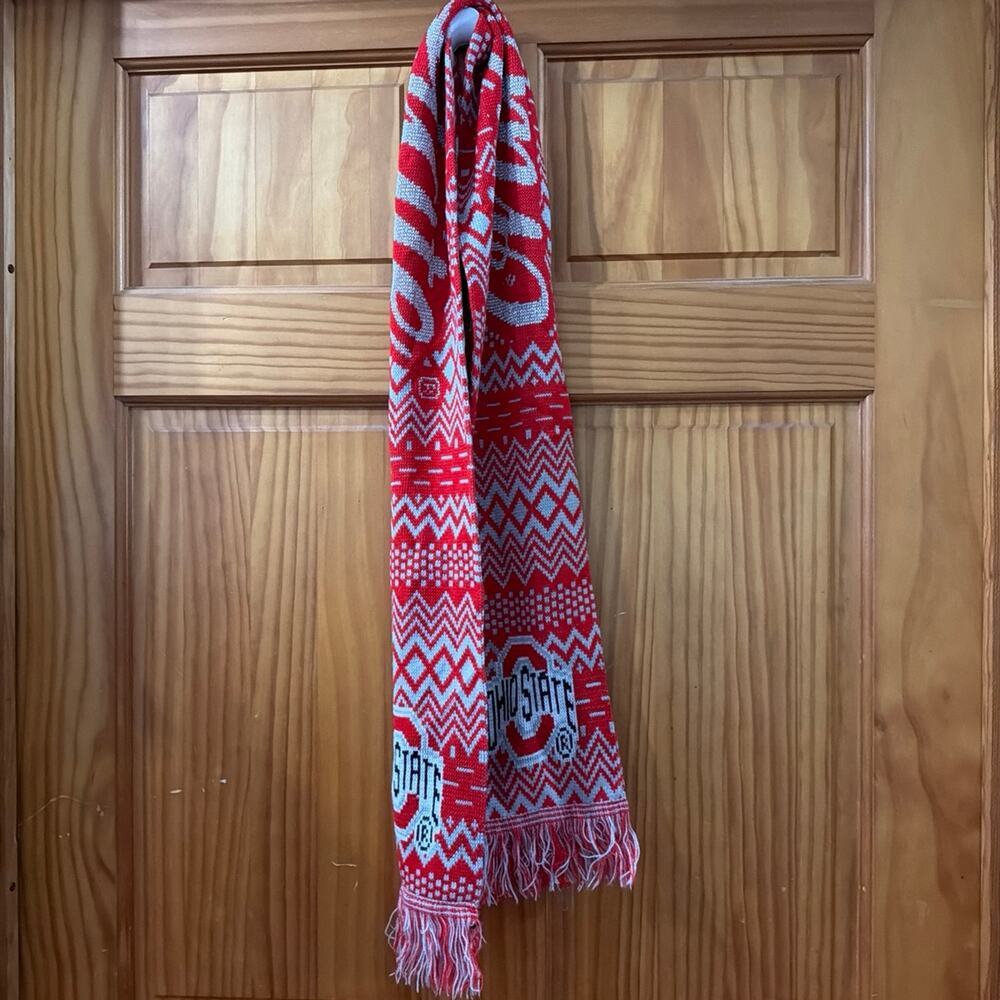 Ohio State Buckeyes Scarf Red White Knit (Preloved)